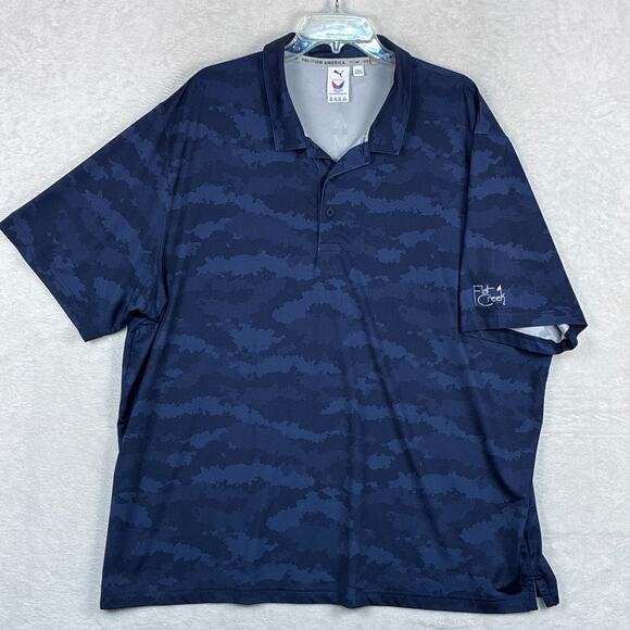 Puma Volition America Polo Shirt MENS 2XL Camo Navy Blue Performance Golf Preppy - Picture 1 of 8